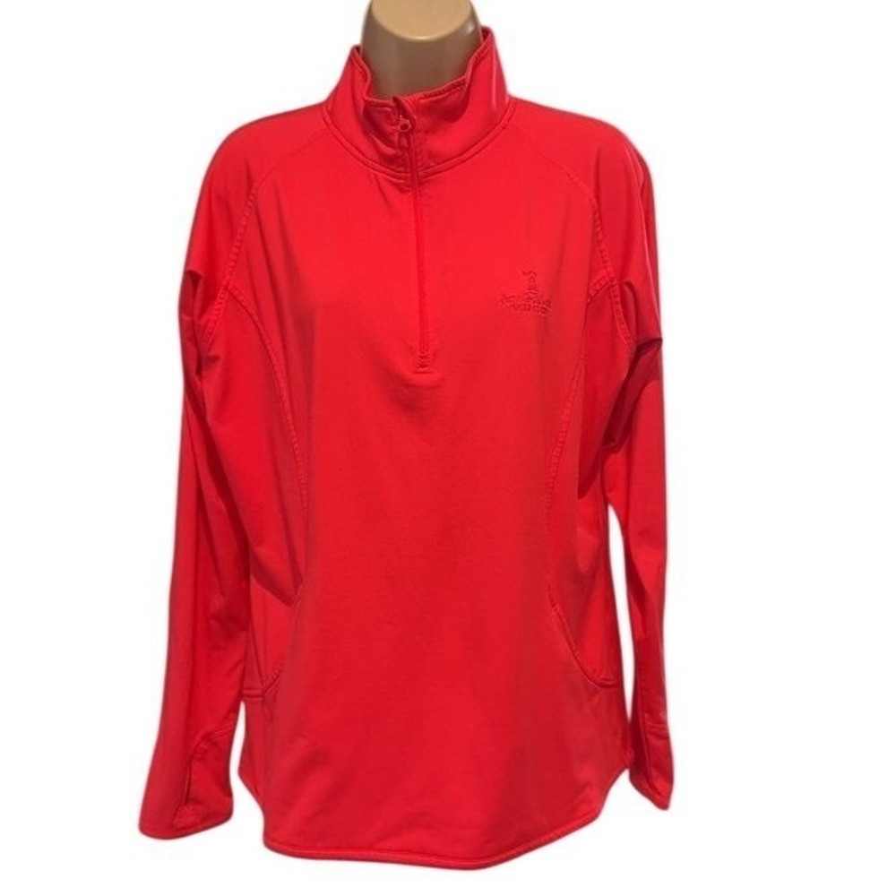 Divots Women L Coral Pink Quarter Zip Golf Pullover Arcadia Shores Thumbholes